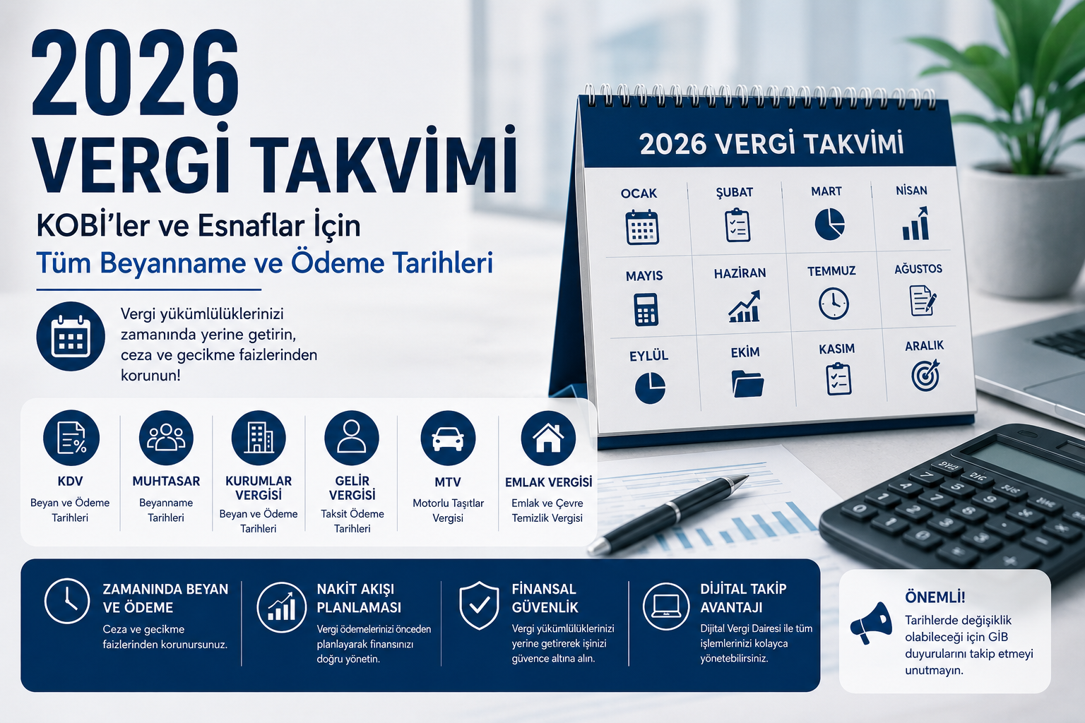 2026 Vergi Takvimi: KOBİ'ler ve Esnaflar İçin Tüm Beyanname ve Ödeme Tarihleri